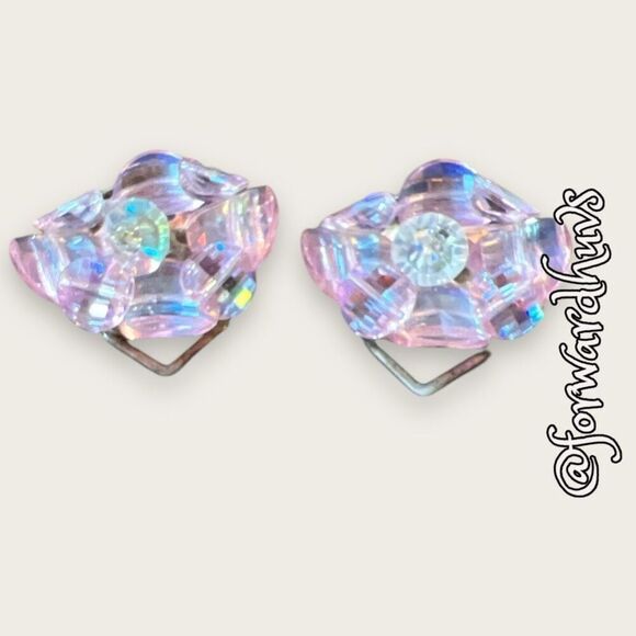 Vintage Pink & Clear Glass Bead Clip-on Non-pierced Earrings - Picture 3 of 12